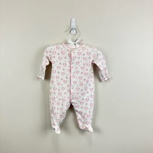 Kissy Kissy Pink White Heart Footie 0-3 Months